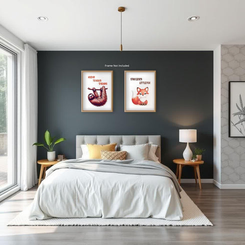 Posterizer 2 pcs-cute fox and sloth Inspiring Sayings-Kids Room Art-Gift For Animal Lovers-Decor for nursery toddlers kids room- unframed wall art...